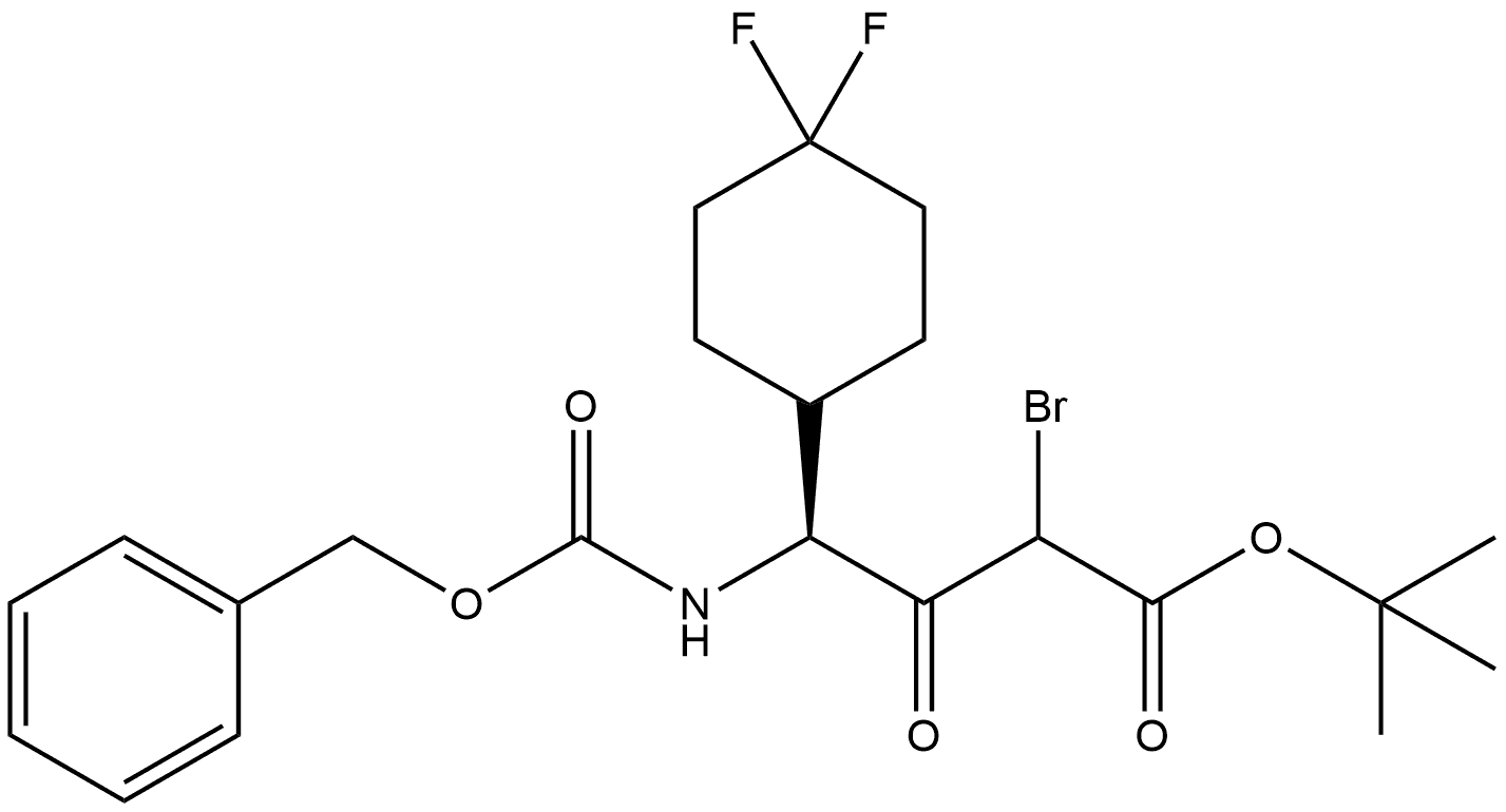1,1-Dimethylethyl (γS)-α-bromo-4,4-difluoro-β-oxo-γ-[[(phenylmethoxy)carbonyl]amino]cyclohexanebutanoate 结构式