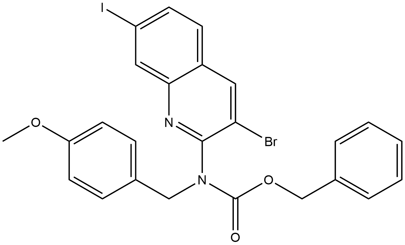 benzyl (3-bromo-7-iodoquinolin-2-yl)(4-methoxybenzyl)carbamate 结构式