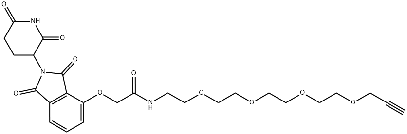 Acetamide, 2-[[2-(2,6-dioxo-3-piperidinyl)-2,3-dihydro-1,3-dioxo-1H-isoindol-4-yl]oxy]-N-3,6,9,12-tetraoxapentadec-14-yn-1-yl- 结构式