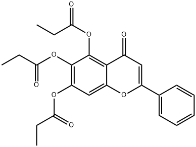 4H-1-Benzopyran-4-one, 5,6,7-tris(1-oxopropoxy)-2-phenyl- 结构式