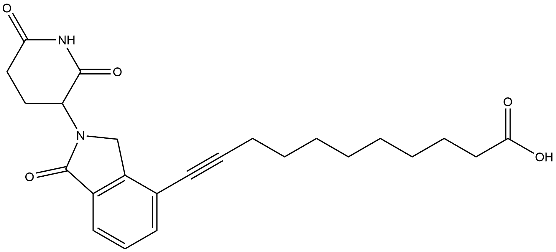 11-[2-(2,6-dioxo-3-piperidyl)-1-oxo-isoindolin-4-yl]undec-10-ynoic acid 结构式