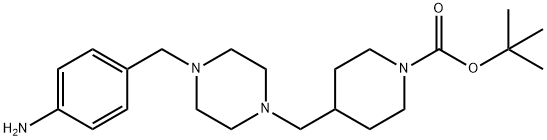 4-[[4-[(1-BOC-4-哌啶基)甲基]-1-哌嗪基]甲基]苯胺 结构式
