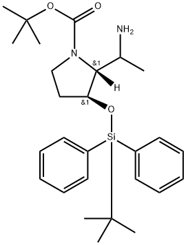 (2R,3S)-2-(1-氨基乙基)-3-((叔丁基二苯基甲硅基)氧基)吡咯烷-1-羧酸叔丁酯 结构式