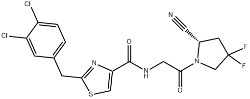 (S)-N-[2-(2-氰基-4,4-二氟吡咯烷-1-基)-2-氧代乙基]-2-[(3,4-二氯苄基)噻唑-4-甲酰胺 结构式