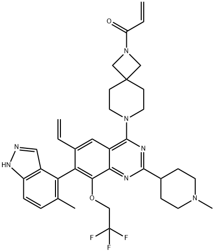 1-[7-[6-Ethenyl-7-(5-methyl-1H-indazol-4-yl)-2-(1-methyl-4-piperidinyl)-8-(2,2,2-trifluoroethoxy)-4-quinazolinyl]-2,7-diazaspiro[3.5]non-2-yl]-2-propen-1-one 结构式
