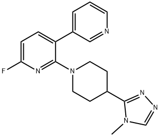 3,3'-Bipyridine, 6-fluoro-2-[4-(4-methyl-4H-1,2,4-triazol-3-yl)-1-piperidinyl]- 结构式