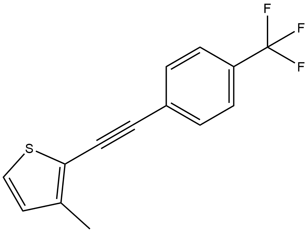 3-Methyl-2-[2-[4-(trifluoromethyl)phenyl]ethynyl]thiophene 结构式