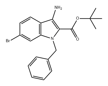 1H-Indole-2-carboxylic acid, 3-amino-6-bromo-1-(phenylmethyl)-, 1,1-dimethylethyl ester 结构式