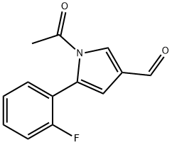 1H-Pyrrole-3-carboxaldehyde, 1-acetyl-5-(2-fluorophenyl)- 结构式