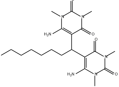 5, 5'-癸基-双[6-氨基-1,3-二甲基-2,4(1H,3H)-嘧啶二酮] 结构式