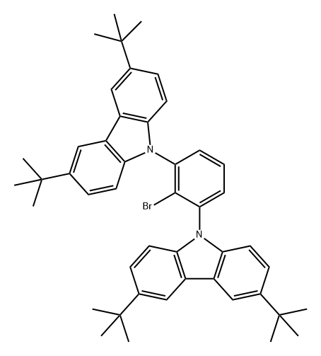 9,9'-(2-溴-1,3-亚苯基)双(3,6-二叔丁基-9H-咔唑) 结构式