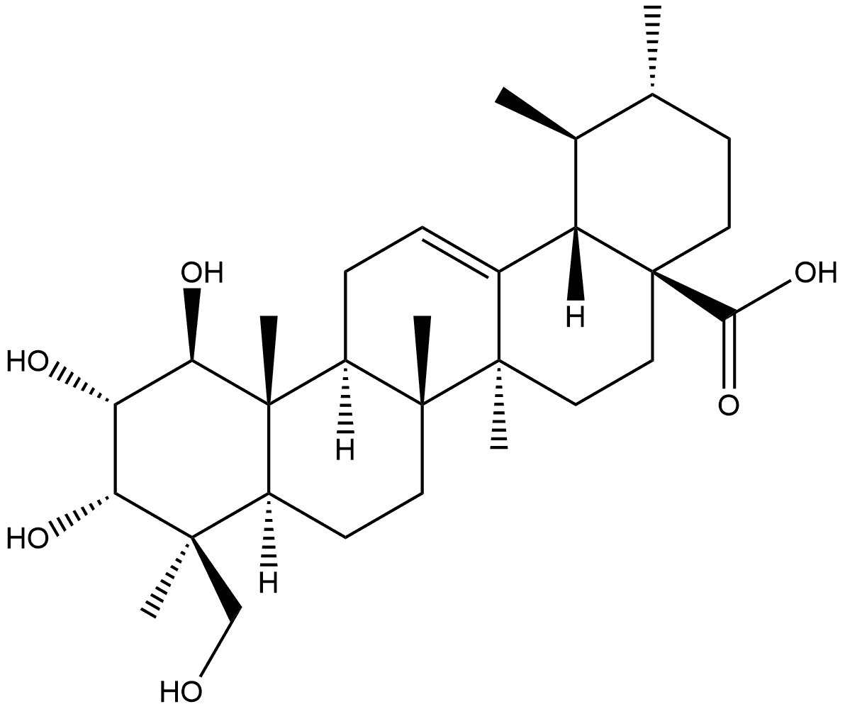 Urs-12-en-28-oic acid, 1,2,3,23-tetrahydroxy-, (1β,2α,3α,4β)- 结构式