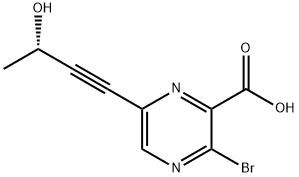 (S)-3-溴-6-(3-羟基丁-1-炔-1-基)吡嗪-2-羧酸 结构式