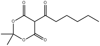 1,3-Dioxane-4,6-dione, 2,2-dimethyl-5-(1-oxohexyl)- 结构式
