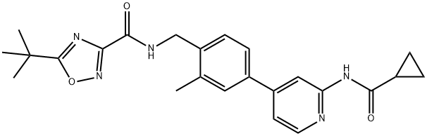 5-(叔丁基)-N-(4-(2-(环丙烷甲酰胺)吡啶-4-基)-2-甲基苄基)-1,2,4-恶二唑-3-甲酰胺 结构式