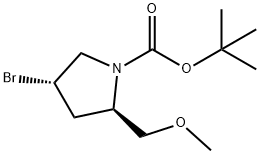 (2R,4S)-1-BOC-4-溴-2-(甲氧基甲基)吡咯烷 结构式