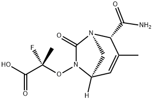 Propanoic acid, 2-[[(1R,2S,5R)-2-(aminoca
rbonyl)-3-methyl-7-oxo-1,6-diazabicyclo[3.2.1]
oct-3-en-6-yl]oxy]-2-fluoro-, (2S)- 结构式