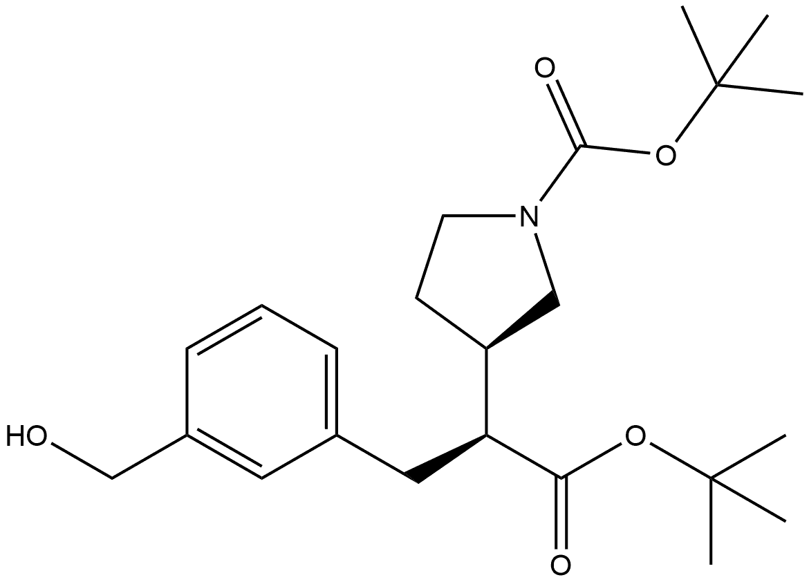 1,1-Dimethylethyl (αS,3R)-1-[(1,1-dimethylethoxy)carbonyl]-α-[[3-(hydroxymethyl)phenyl]methyl]-3-pyrrolidineacetate 结构式