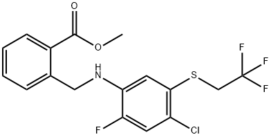 2-[[[4-氯-2-氟-5-[(2,2,2-三氟乙基)硫基]苯基]氨基]甲基]苯甲酸甲酯 结构式