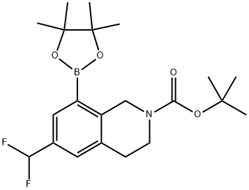 6-(二氟甲基)-8-(4,4,5,5-四甲基-1,3,2-二氧杂硼烷-2-基)-3,4-二氢异喹啉-2(1H)-羧酸叔丁酯 结构式