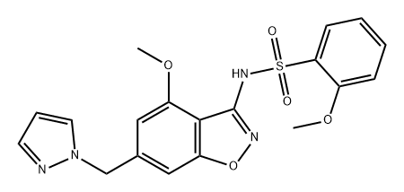 Benzenesulfonamide, 2-methoxy-N-[4-methoxy-6-(1H-pyrazol-1-ylmethyl)-1,2-benzisoxazol-3-yl]- 结构式