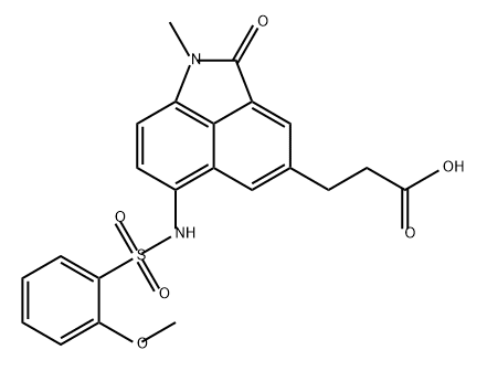 3-[6-(2-甲氧基苯基磺酰氨基)-1-甲基-2-氧代-1,2-二氢苯并[CD]吲哚-4-基]丙酸 结构式