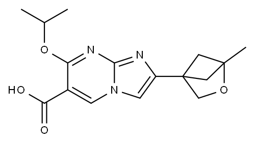 Imidazo[1,2-a]pyrimidine-6-carboxylic acid, 7-(1-methylethoxy)-2-(1-methyl-2-oxabicyclo[2.1.1]hex-4-yl)- 结构式