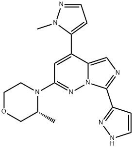 Imidazo[1,5-b]pyridazine, 2-[(3R)-3-methyl-4-morpholinyl]-4-(1-methyl-1H-pyrazol-5-yl)-7-(1H-pyrazol-3-yl)- 结构式