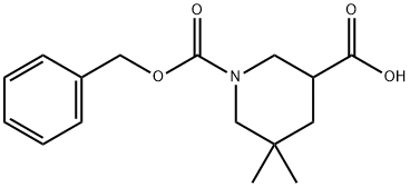 5,5-Dimethyl-piperidine-1,3-dicarboxylic acid 1-benzyl ester 结构式