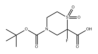 4-(叔丁氧羰基)-2-氟硫代吗啉-2-羧酸1,1-二氧化物 结构式