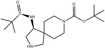 (4S)-4-[[(R)-叔丁基亚磺酰基]氨基]-2,8-二氮杂螺[4.5]癸烷-8-羧酸叔丁酯 结构式