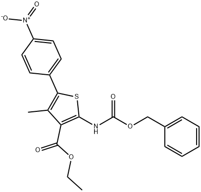2-((苄氧基)羰基)氨基)-4-甲基-5-(4-硝基苯基)噻吩-3-羧酸乙酯 结构式