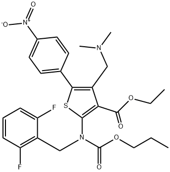 3-THIOPHENECARBOXYLIC ACID, 2-[[(2,6-DIFLUOROPHENYL)METHYL](PROPOXYCARBONYL)AMINO]-4-[(DIMETHYLAMINO 结构式