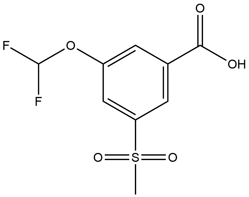 3-(二氟甲氧基)-5-(甲磺酰基)苯甲酸 结构式