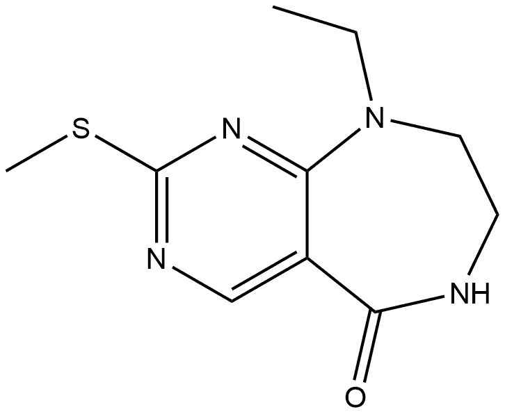 9-乙基-2-(甲硫基)-6,7,8,9-四氢-5H-嘧啶并[4,5-E][1,4]二氮杂-5-酮 结构式