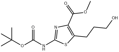 2-[(1,1-二甲基乙氧基)羰基]氨基]-5-(3-羟丙基)-4-噻唑羧酸甲酯 结构式