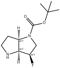 REL-叔丁基(3R,3AS,6AR)-3-氟六氢吡咯并[3,2-B]吡咯-1(2H)-羧酸盐 结构式