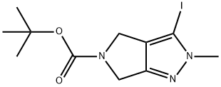 3-碘-2-甲基-2,6-二氢吡咯并[3,4-C]吡唑-5(4H)-羧酸叔丁酯 结构式