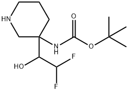 (3-(2,2-二氟-1-羟乙基)哌啶-3-基)氨基甲酸叔丁酯 结构式