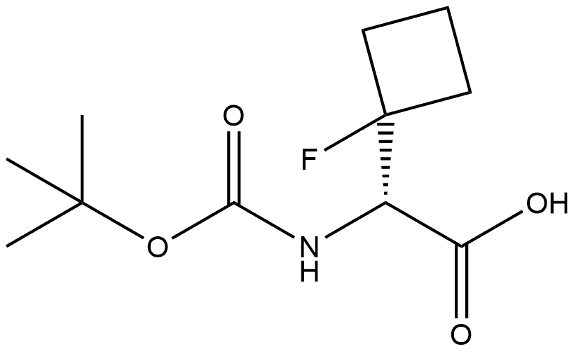 (S)-2-((叔丁氧羰基)氨基)-2-(1-氟环丁基)乙酸 结构式