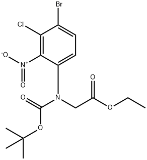 N-(4-溴-3-氯-2-硝基苯基)-N-[(1,1-二甲基乙氧基)羰基]甘氨酸乙酯 结构式