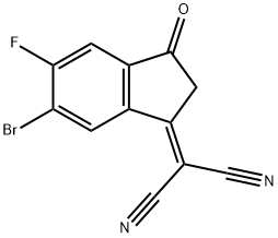 2-(6-BROMO-5-FLUORO-3-OXO-2,3-DIHYDRO-1H-INDEN-1-YLIDENE)MALONONITRILE 结构式