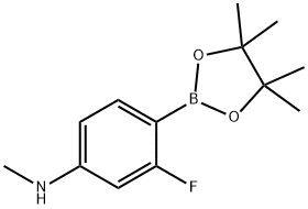 3-氟-N-甲基-4-(4,4,5,5-四甲基-1,3,2-二氧杂硼烷-2-基)苯胺 结构式