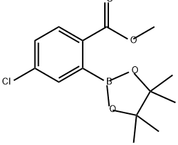 4-氯-2-(4,4,5,5-四甲基-1,3,2-二氧硼杂环戊烷-2-基)苯甲酸甲酯 结构式