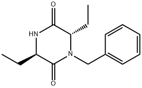 (3R,6S)-1-苄基-3,6-二乙基哌嗪-2,5-二酮 结构式