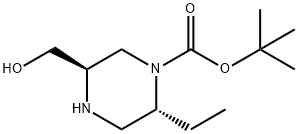 (2R,5R)-2-乙基-5-(羟甲基)哌嗪-1-羧酸叔丁酯 结构式