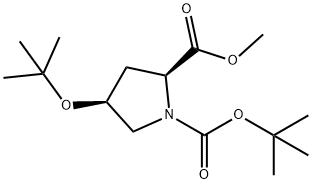 (2S,4S)-1-BOC-4-(叔丁氧基)吡咯烷-2-羧酸甲酯 结构式