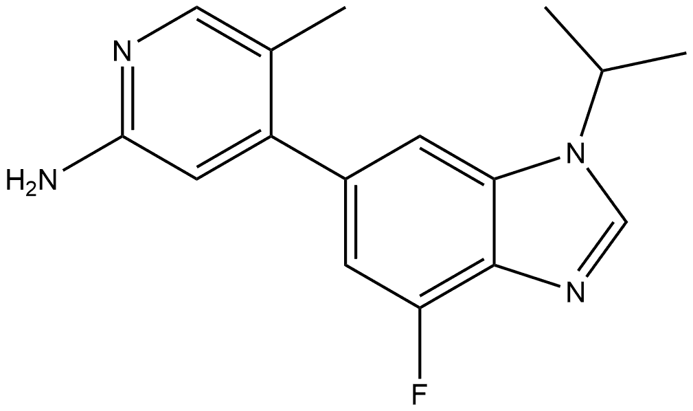 4-[4-Fluoro-1-(1-methylethyl)-1H-benzimidazol-6-yl]-5-methyl-2-pyridinamine 结构式
