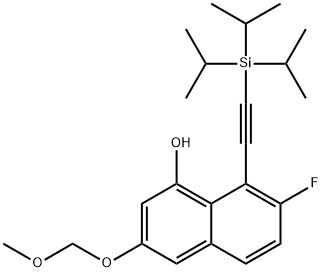 7-氟-3-(甲氧基甲氧基)-8-((三异丙基甲硅烷基)乙炔基)萘-1-醇 结构式