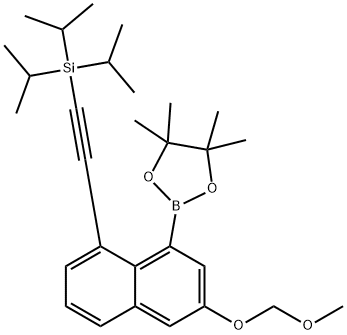 三异丙基((6-(甲氧基甲氧基)-8-(4,4,5,5-四甲基-1,3,2-二氧杂硼硼烷-2-基)萘-1-基)乙炔基)硅烷 结构式